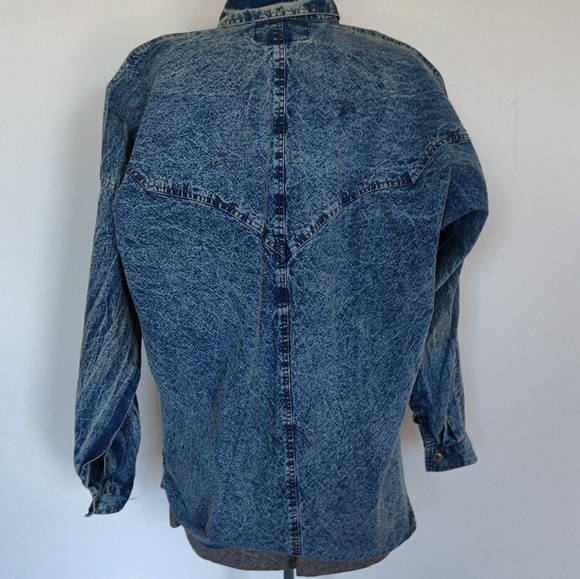 Vintage 80s Acid Washed Embroidered Denim Jacket - Picture 5 of 6